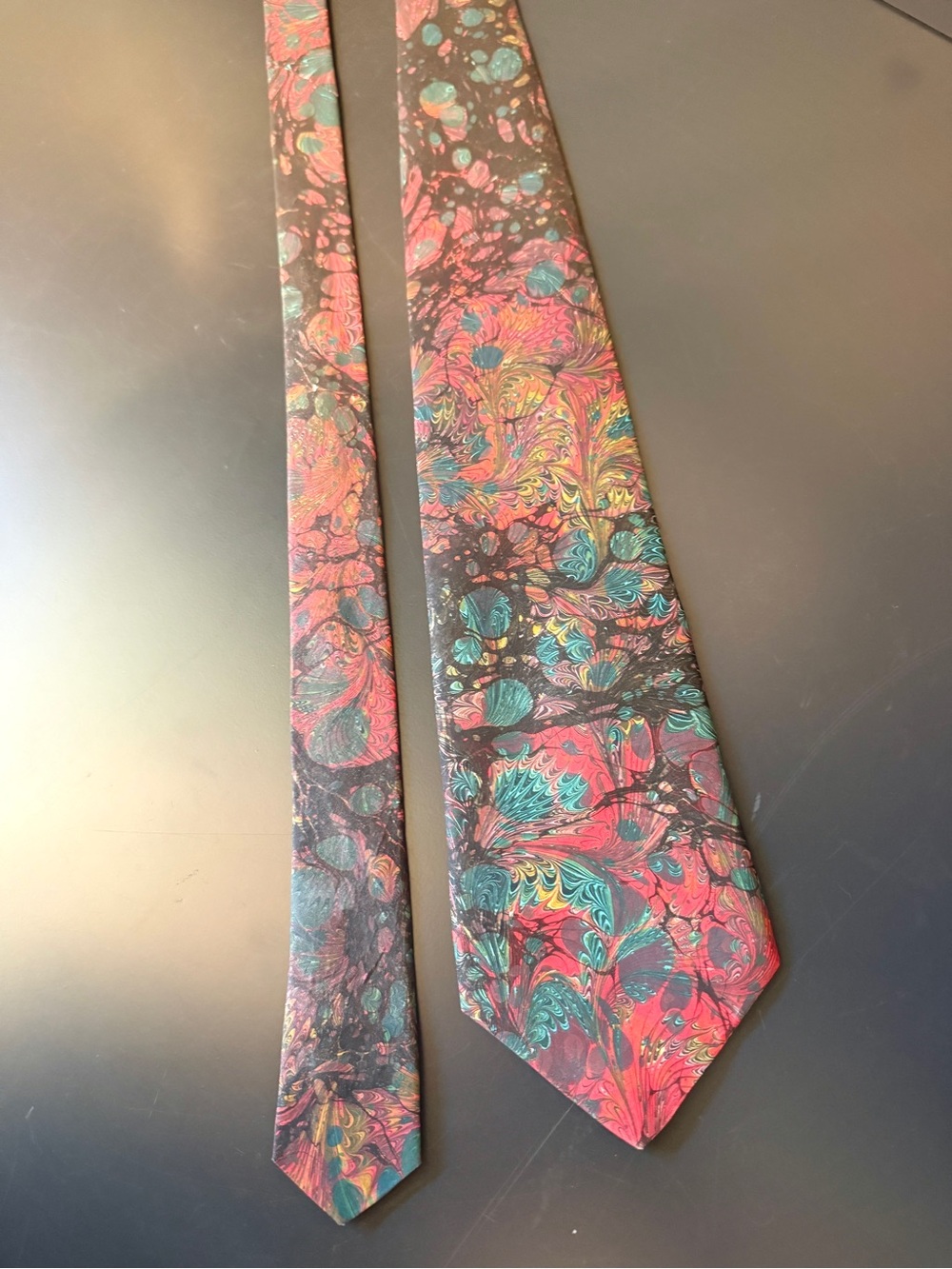 MOTH Hand Marbled Silk Necktie Sausalito California Abstract Art Men’s Tie